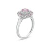 Thumbnail Image 3 of 5.0mm Pink and White Lab-Created Sapphire Heart Petal Frame Ring in Sterling Silver
