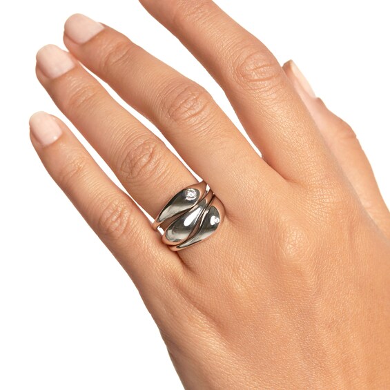 PDPAOLAâ¢ at Zales Cubic Zirconia Wavy Teardrop Stackable Ring Set in Sterling Silver