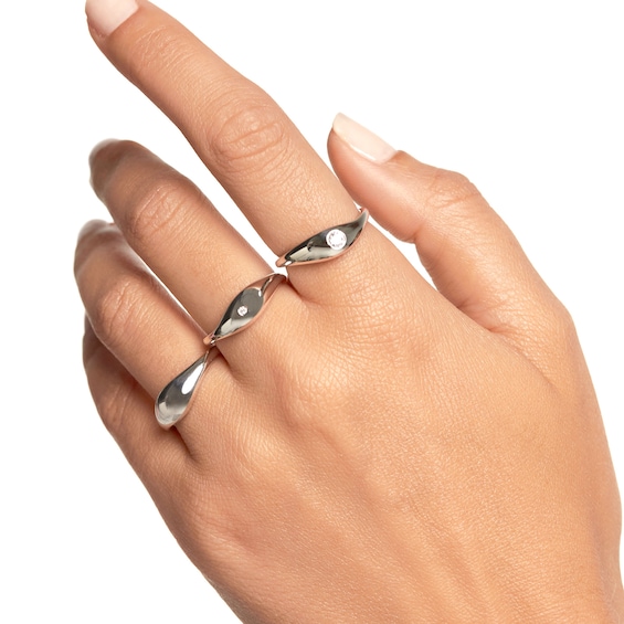 PDPAOLAâ¢ at Zales Cubic Zirconia Wavy Teardrop Stackable Ring Set in Sterling Silver