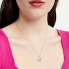 Thumbnail Image 2 of 5.0mm Pink and White Lab-Created Sapphire Heart Petal Frame Pendant in Sterling Silver