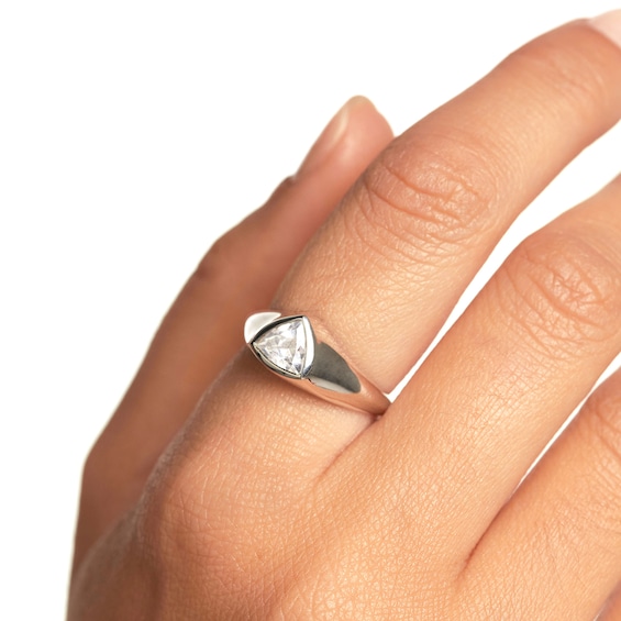 PDPAOLAâ¢ at Zales 6.0mm Trillion-Cut Cubic Zirconia Signet Ring in Sterling Silver