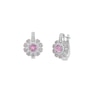 Thumbnail Image 1 of 4.0mm Pink and White Lab-Created Sapphire Heart Petal Frame Drop Earrings in Sterling Silver