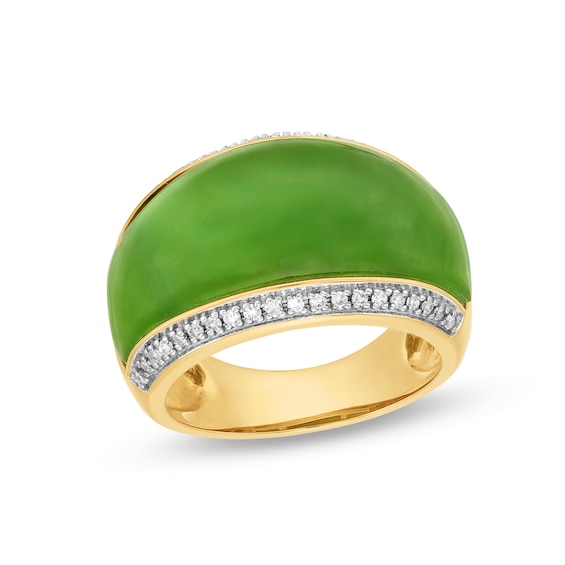 Jade and 1/5 CT. T.w. Diamond Edge Band in 10K Gold