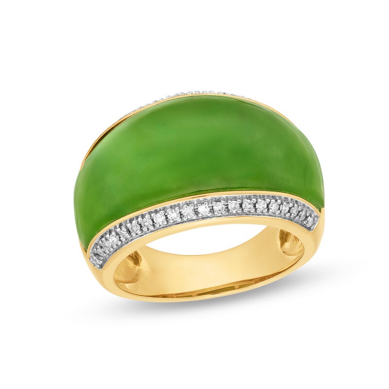 Main Image 1 of Jade and 1/5 CT. T.W. Diamond Edge Band in 10K Gold