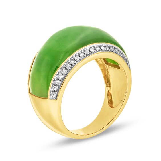 Jade and 1/5 CT. T.w. Diamond Edge Band in 10K Gold