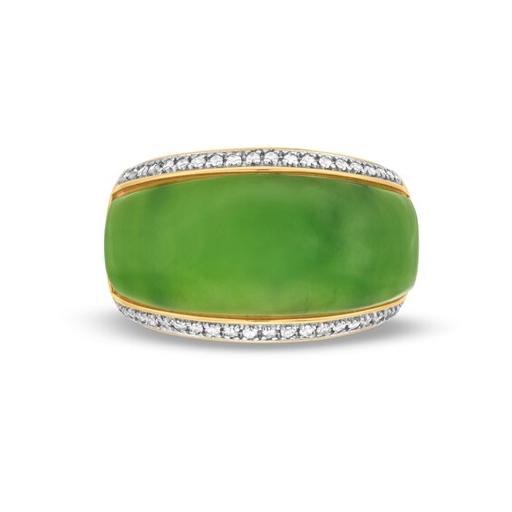 Jade and 1/5 CT. T.w. Diamond Edge Band in 10K Gold