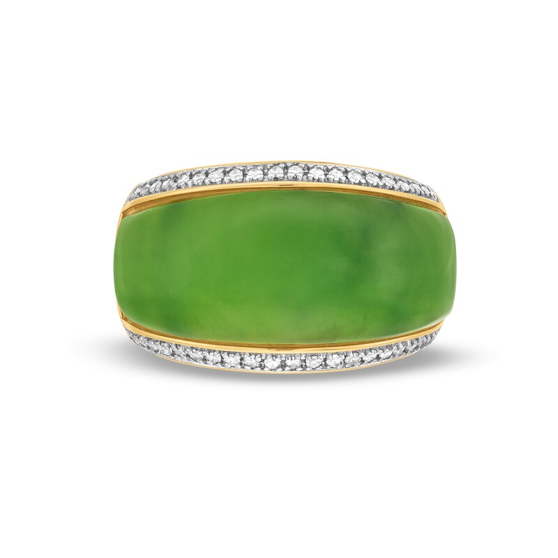 Main Image 4 of Jade and 1/5 CT. T.W. Diamond Edge Band in 10K Gold