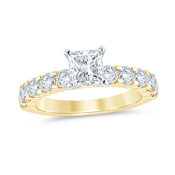 2 CT. T.w. Princess-Cut Diamond Engagement Ring in 14K Gold (I/I2)