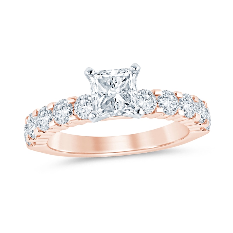 Main Image 1 of 2 CT. T.W. Princess-Cut Diamond Engagement Ring in 14K Rose Gold (I/I2)