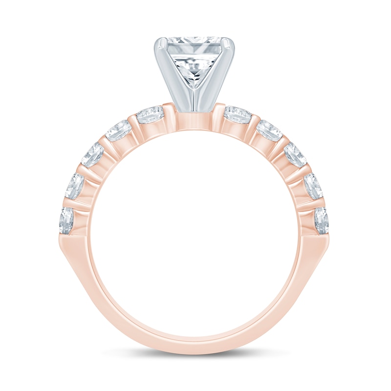 Main Image 4 of 2 CT. T.W. Princess-Cut Diamond Engagement Ring in 14K Rose Gold (I/I2)