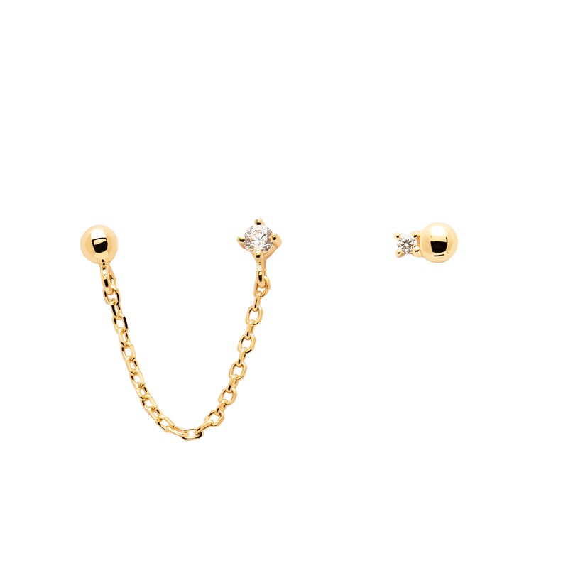 Main Image 1 of PDPAOLA™ at Zales Cubic Zirconia and Ball Duo Mismatch Drop and Stud Earrings in Sterling Silver with 18K Gold Plate