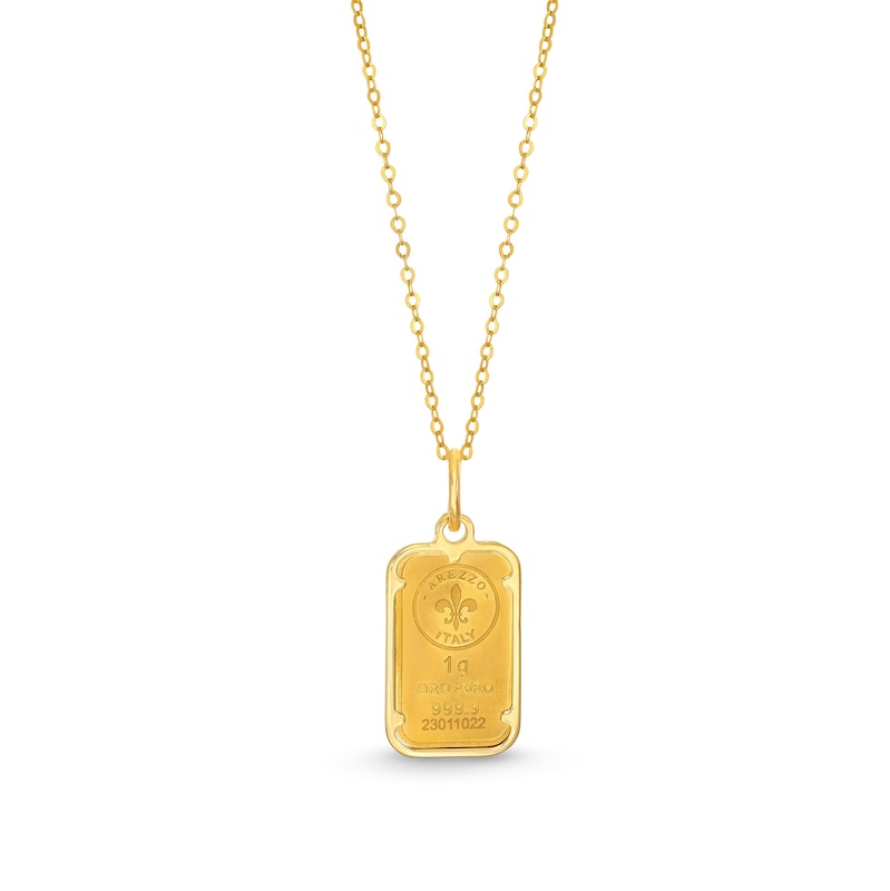 1 Gram Ingot Bar Pendant in 14K and 24K Gold