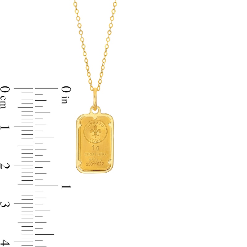 1 Gram Ingot Bar Pendant in 14K and 24K Gold