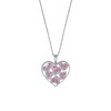 Thumbnail Image 1 of Pink Lab-Created Sapphire Scatter Hearts Open Frame Pendant in Sterling Silver