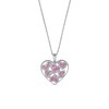 Thumbnail Image 0 of Pink Lab-Created Sapphire Scatter Hearts Open Frame Pendant in Sterling Silver