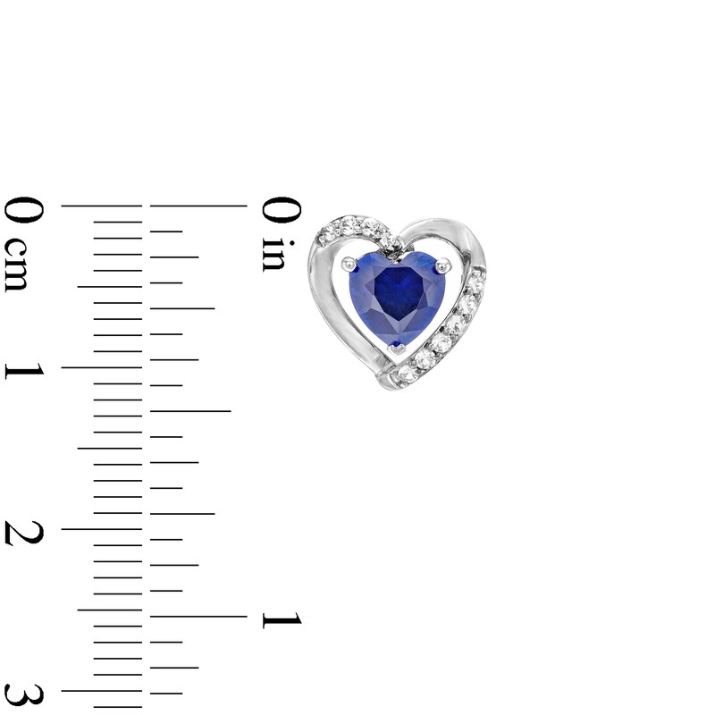 Main Image 5 of Heart-Shaped Lab-Created Blue and White Sapphire Pendant, Ring and Earrings Set in Sterling Silver