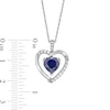 Thumbnail Image 6 of Heart-Shaped Lab-Created Blue and White Sapphire Pendant, Ring and Earrings Set in Sterling Silver