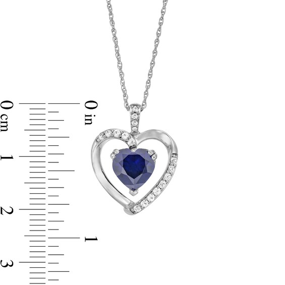 Heart-Shaped Lab-Created Blue and White Sapphire Pendant, Ring and Earrings Set in Sterling Silver