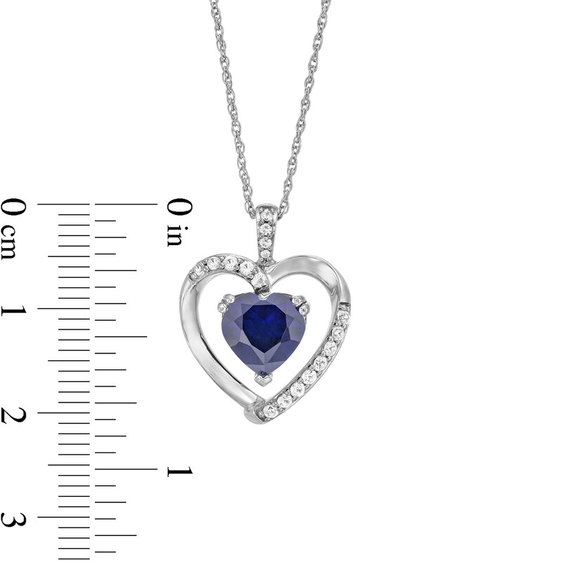 Main Image 6 of Heart-Shaped Lab-Created Blue and White Sapphire Pendant, Ring and Earrings Set in Sterling Silver