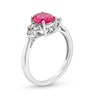 Thumbnail Image 2 of Oval Lab-Created Ruby and White Lab-Created Sapphire Pendant and Ring Set in Sterling Silver