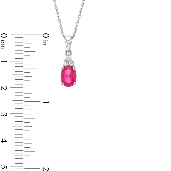 Oval Lab-Created Ruby and White Lab-Created Sapphire Pendant and Ring Set in Sterling Silver