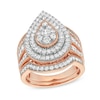 Thumbnail Image 1 of 1-1/4 CT. T.W. Pear-Shaped Multi-Diamond Frame Multi-Row Vintage-Style Bridal Set in 10K Rose Gold