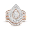 Thumbnail Image 4 of 1-1/4 CT. T.W. Pear-Shaped Multi-Diamond Frame Multi-Row Vintage-Style Bridal Set in 10K Rose Gold