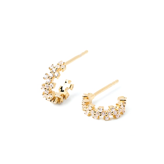 PDPAOLAâ¢ at Zales Cubic Zirconia Zig-Zag Open Hoop Earrings in Sterling Silver with 18K Gold Plate