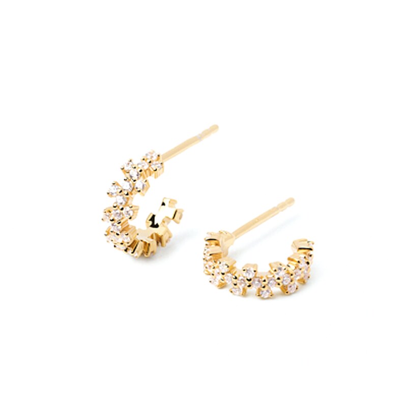 Main Image 1 of PDPAOLA™ at Zales Cubic Zirconia Zig-Zag Open Hoop Earrings in Sterling Silver with 18K Gold Plate