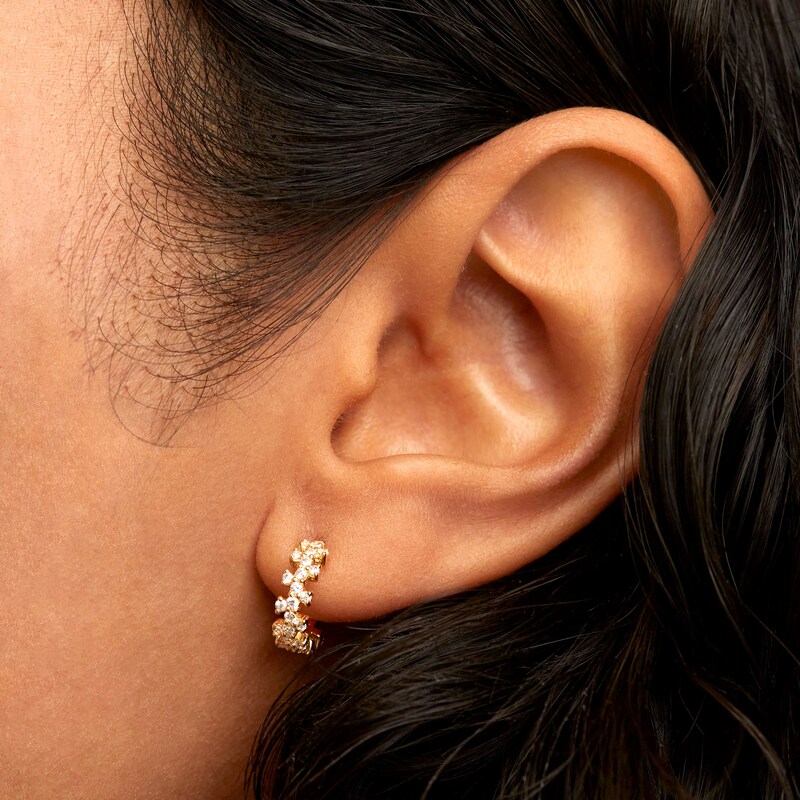 Main Image 2 of PDPAOLA™ at Zales Cubic Zirconia Zig-Zag Open Hoop Earrings in Sterling Silver with 18K Gold Plate