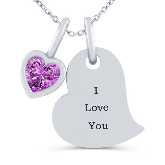 Engravable Gemstone Charm and Heart Medallion Pendant (1 Stone)