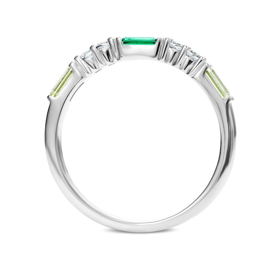 Baguette Gemstone and Lab-Created White Sapphire Stackable Ring (1-4 Stones)