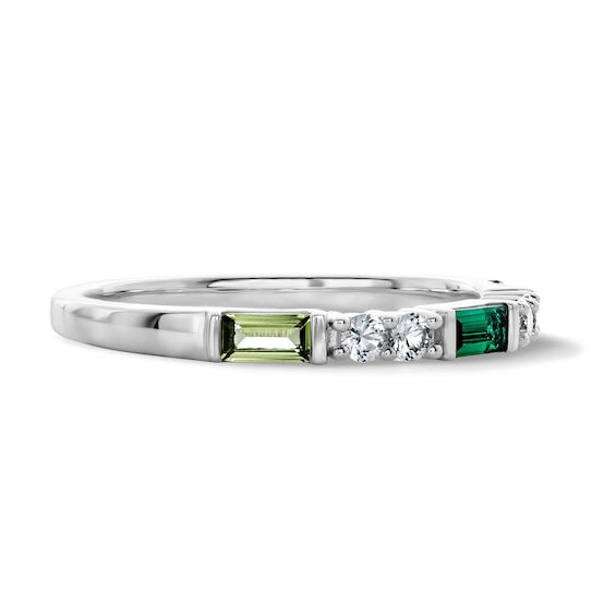 Baguette Gemstone and Lab-Created White Sapphire Stackable Ring (1-4 Stones)