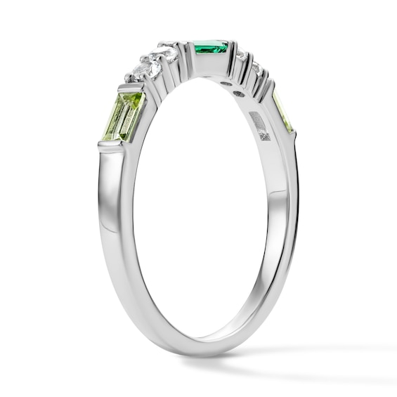 Baguette Gemstone and Lab-Created White Sapphire Stackable Ring (1-4 Stones)