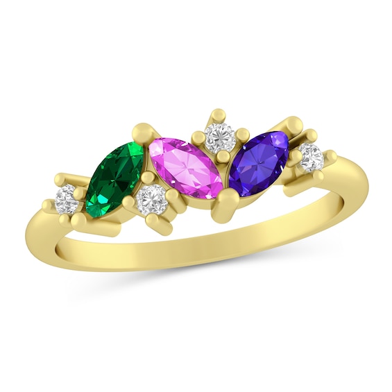 Marquise Gemstone and White Lab-Created Sapphire Ring (3 Stones)