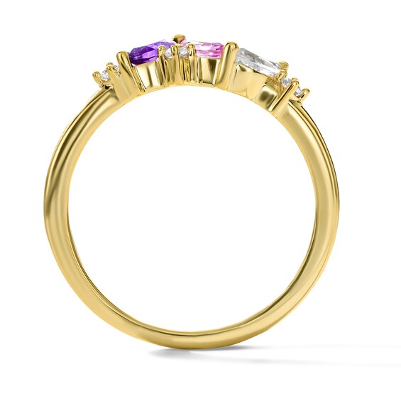 Marquise Gemstone and White Lab-Created Sapphire Ring (3 Stones)