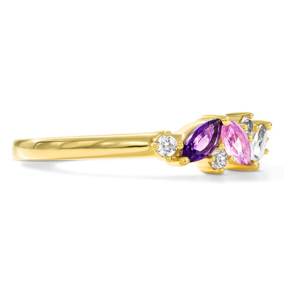 Marquise Gemstone and White Lab-Created Sapphire Ring (3 Stones)