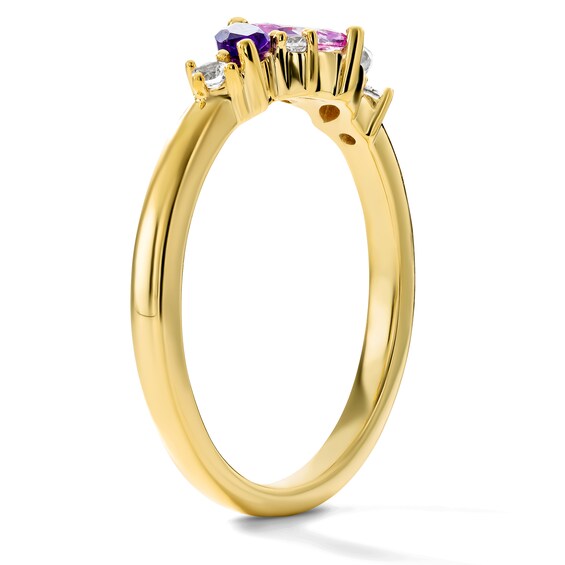 Marquise Gemstone and White Lab-Created Sapphire Ring (3 Stones)