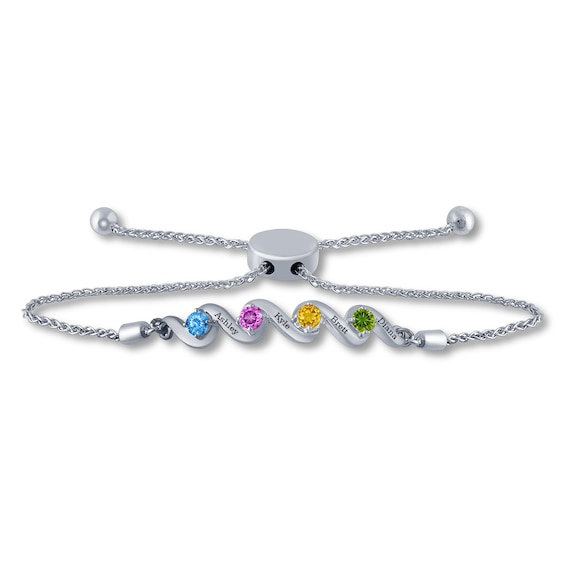 Engravable Gemstone Family Bolo Bracelet (1-4 Stones)