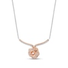 Thumbnail Image 0 of Enchanted Disney Belle 1/4 CT. T.W. Diamond Rose Chevron Necklace in Sterling Silver and 10K Rose Gold