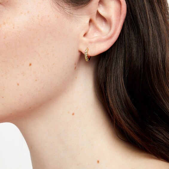 Peridot Huggie Hoop Earrings in 10K Gold