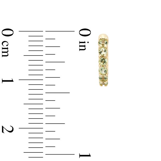 Peridot Huggie Hoop Earrings in 10K Gold