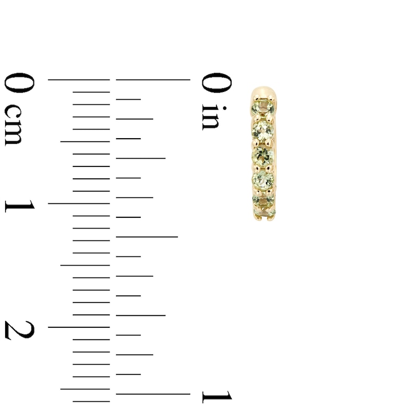 Main Image 3 of Peridot Huggie Hoop Earrings in 10K Gold