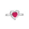 Thumbnail Image 4 of Heart-Shaped Lab-Created Ruby and White Lab-Created Sapphire Pendant, Ring and Earrings Set in Sterling Silver