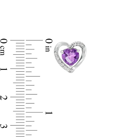Heart-Shaped Amethyst and White Lab-Created Sapphire Pendant, Ring and Earrings Set in Sterling Silver