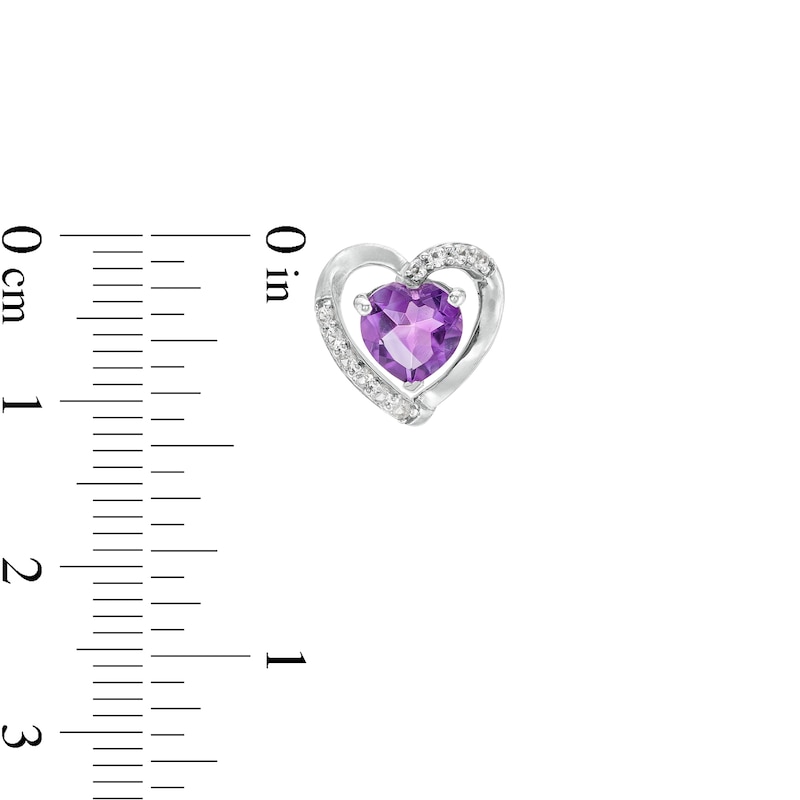 Main Image 5 of Heart-Shaped Amethyst and White Lab-Created Sapphire Pendant, Ring and Earrings Set in Sterling Silver