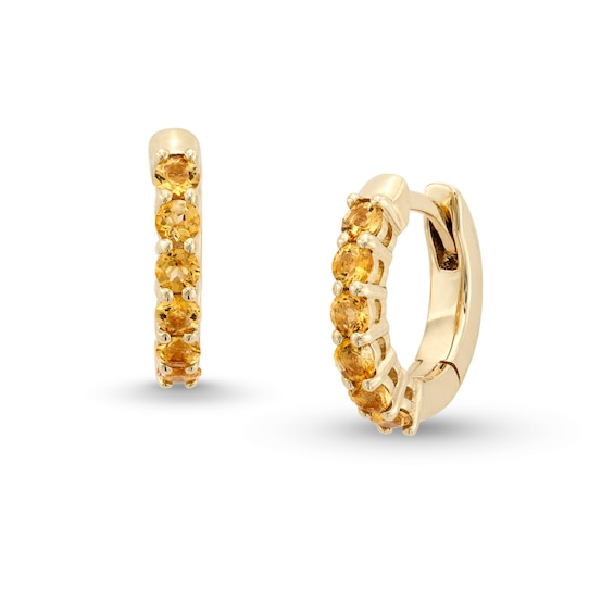 Citrine Huggie Hoop Earrings in 10K Gold