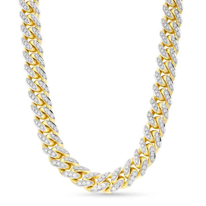Main Image 1 of Zales x Alessi Domenico 12-3/4 CT. T.W. Diamond Miami Cuban Chain Necklace in 18K Gold - 22"