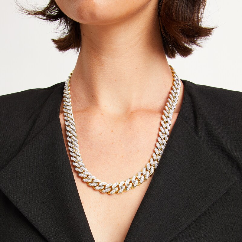 Main Image 2 of Zales x Alessi Domenico 12-3/4 CT. T.W. Diamond Miami Cuban Chain Necklace in 18K Gold - 22"
