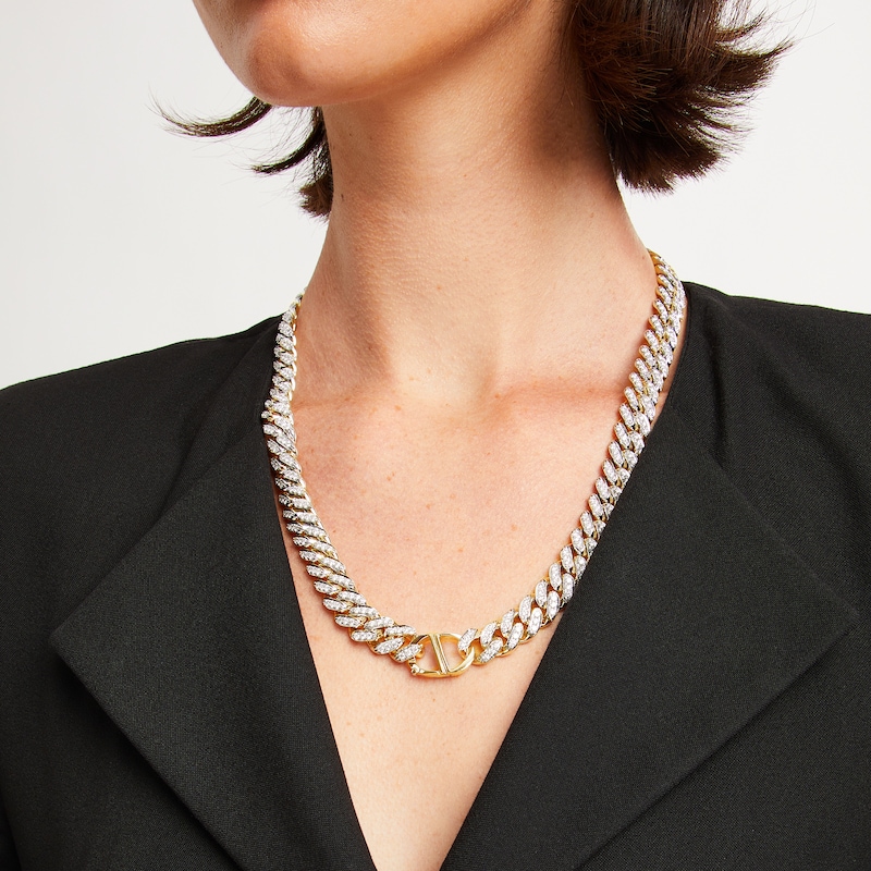 Main Image 3 of Zales x Alessi Domenico 12-3/4 CT. T.W. Diamond Miami Cuban Chain Necklace in 18K Gold - 22"